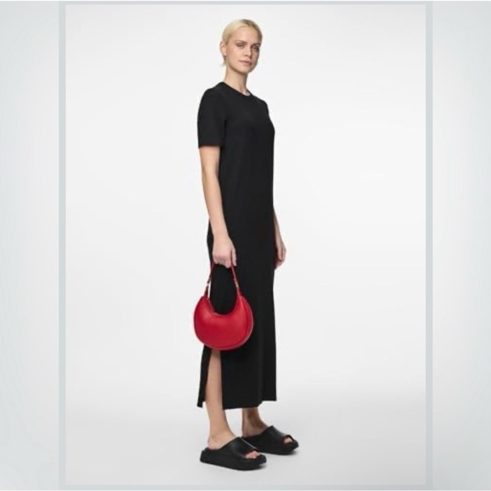 PIECES Pckylie Ss O-Neck Ribbed Ankle Dress Noos Women's Dress Size M in black